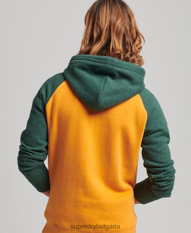 Superdry облекло N00H820 злато мъже бейзболна качулка с винтидж лого от органичен памук