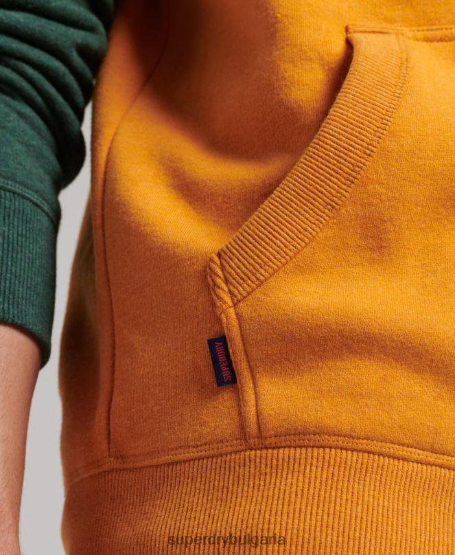 Superdry облекло N00H820 злато мъже бейзболна качулка с винтидж лого от органичен памук