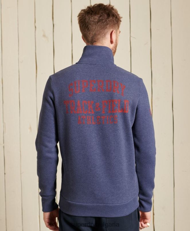 Superdry облекло N00H823 син мъже горнище за лека атлетика с половин цип