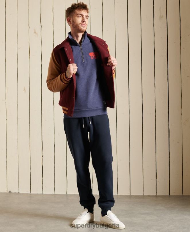 Superdry облекло N00H823 син мъже горнище за лека атлетика с половин цип
