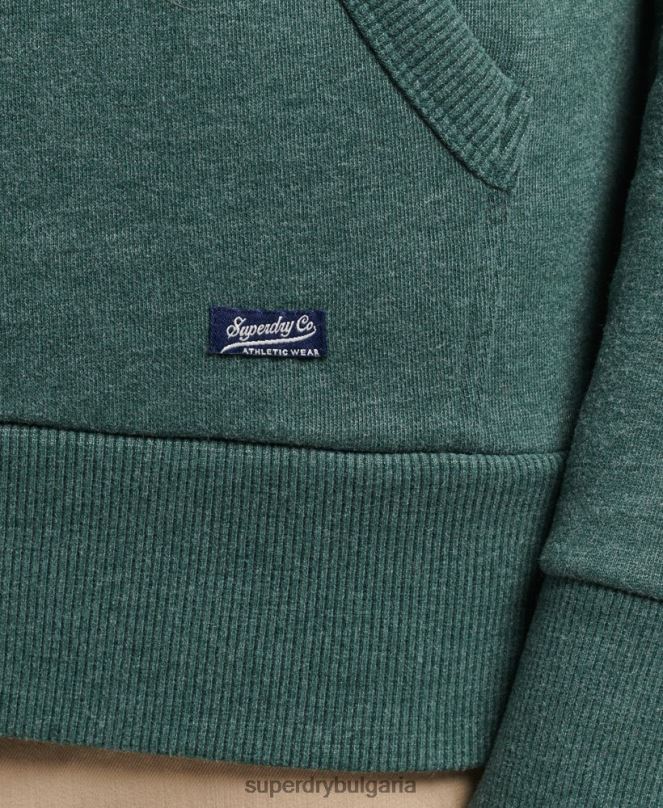 Superdry облекло N00H824 зелено мъже ретро атлетичен градски hoodie