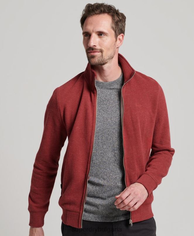 Superdry облекло N00H825 червен мъже горнище с ретро лого и бродирано цип