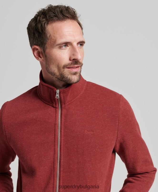 Superdry облекло N00H825 червен мъже горнище с ретро лого и бродирано цип