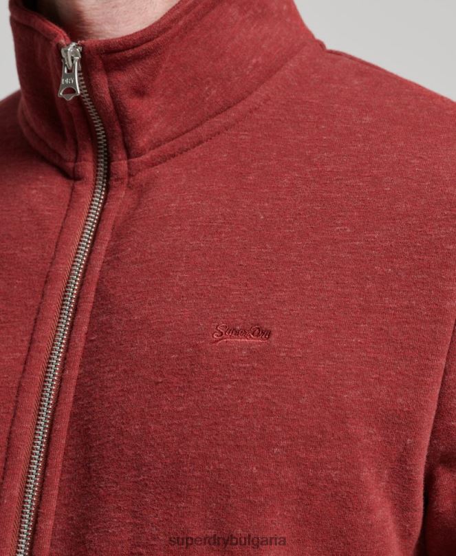 Superdry облекло N00H825 червен мъже горнище с ретро лого и бродирано цип