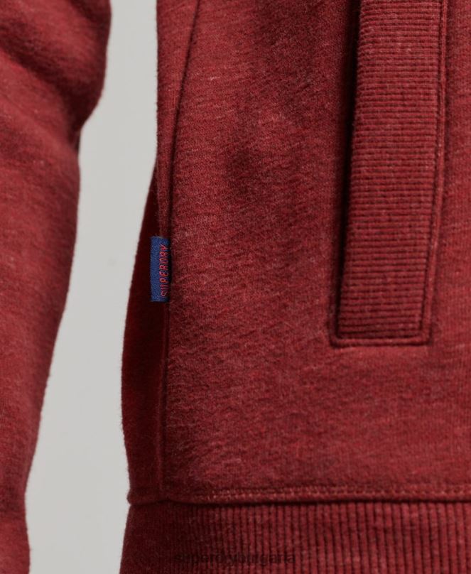 Superdry облекло N00H825 червен мъже горнище с ретро лого и бродирано цип