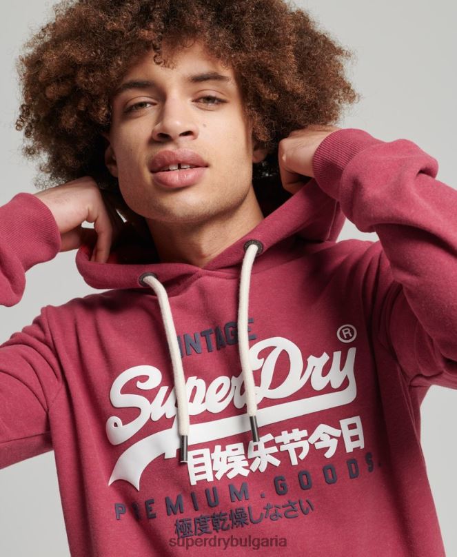 Superdry облекло N00H826 червен мъже класическа качулка с ретро лого