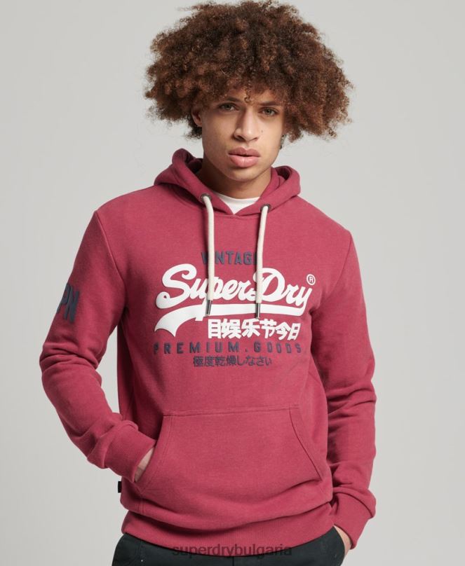 Superdry облекло N00H826 червен мъже класическа качулка с ретро лого