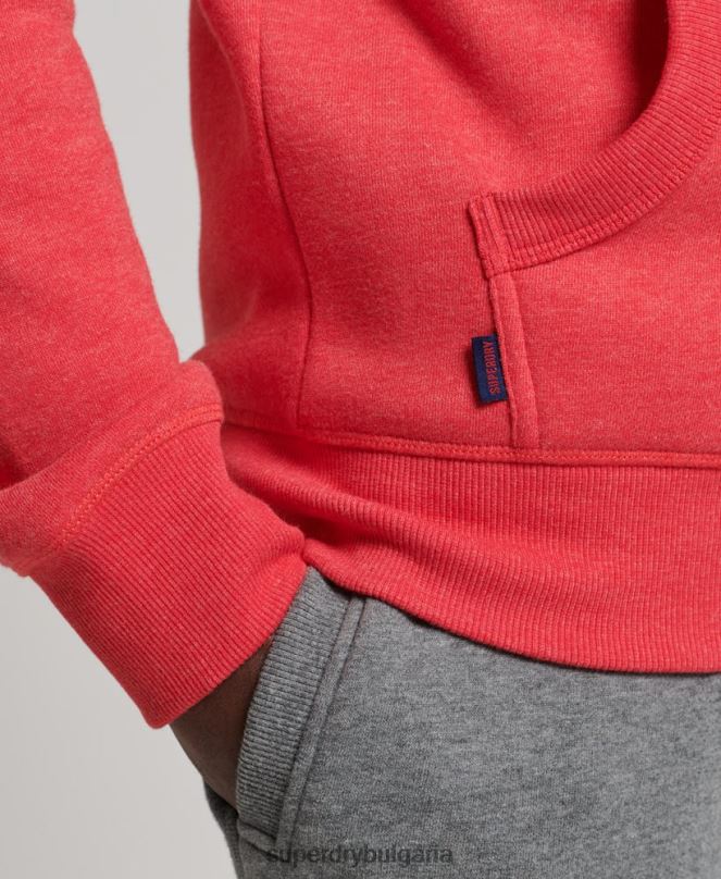 Superdry облекло N00H827 червен мъже качулка с ретро лого и цип от органичен памук