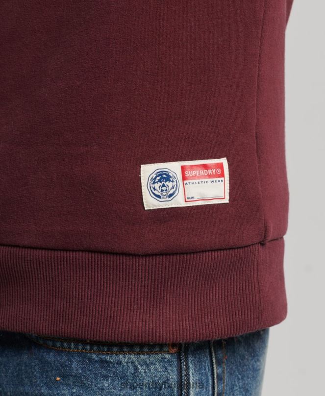 Superdry облекло N00H828 червен мъже ретро суичър в стил на колегиален екип