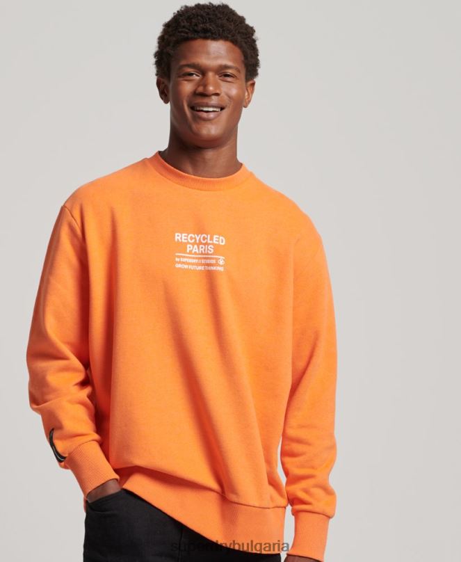 Superdry облекло N00H830 оранжево мъже рециклиран суитшърт city crew