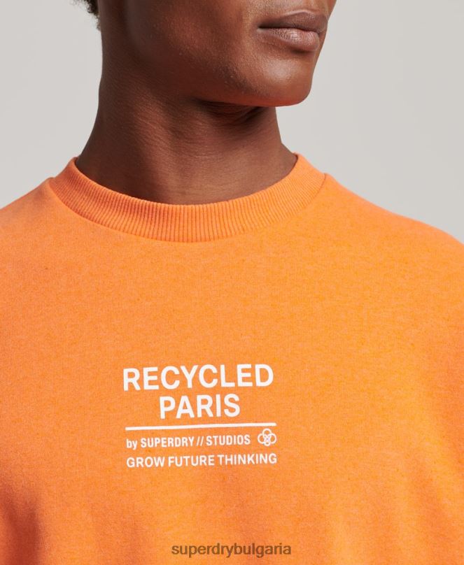 Superdry облекло N00H830 оранжево мъже рециклиран суитшърт city crew