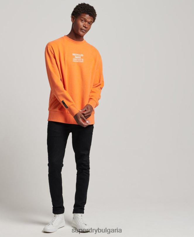 Superdry облекло N00H830 оранжево мъже рециклиран суитшърт city crew