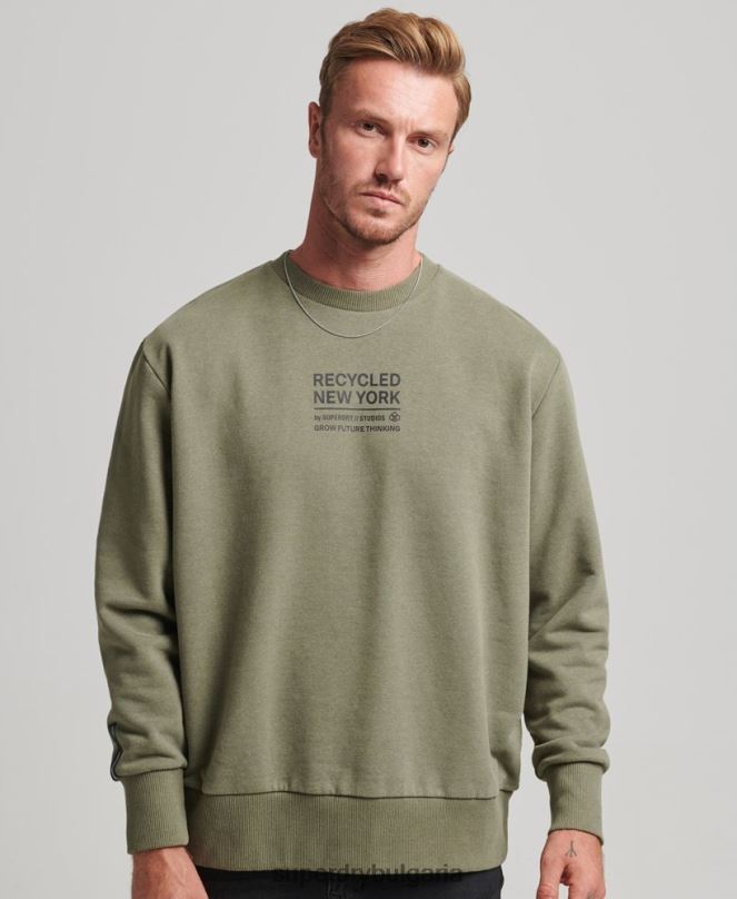 Superdry облекло N00H831 каки мъже рециклиран суитшърт city crew