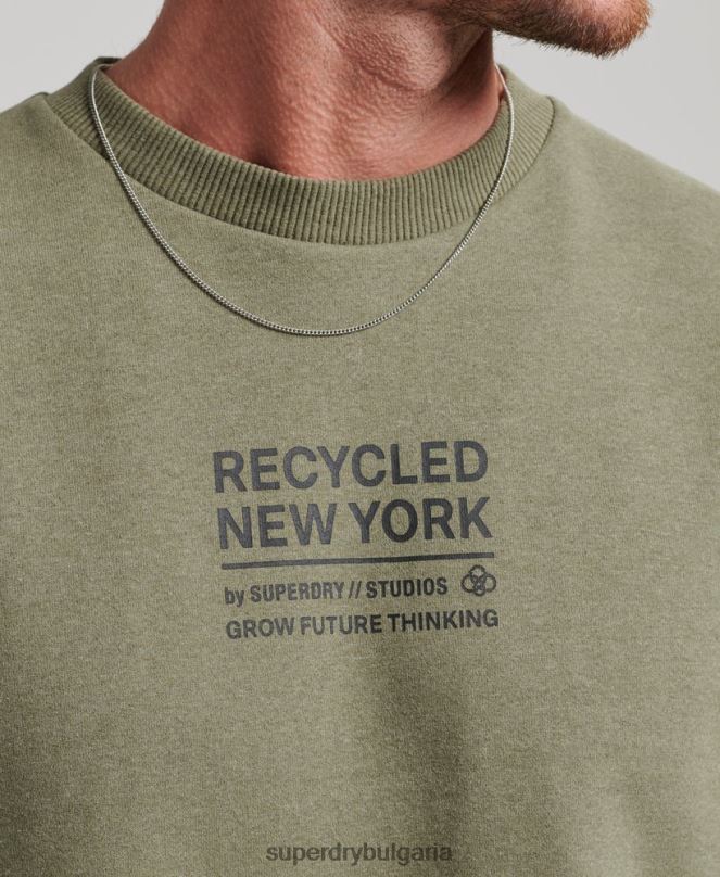 Superdry облекло N00H831 каки мъже рециклиран суитшърт city crew