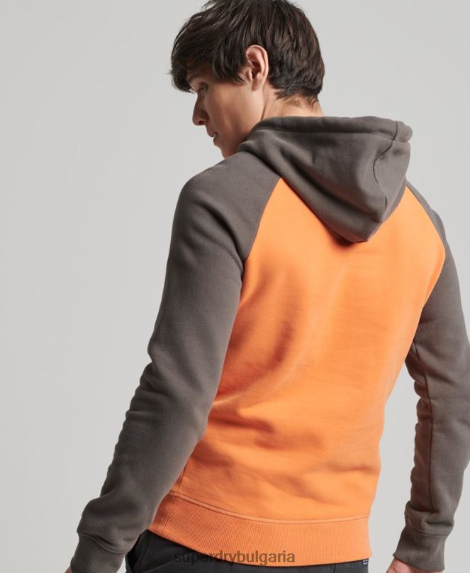 Superdry облекло N00H832 оранжево мъже ретро лого американска класика raglan hoodie