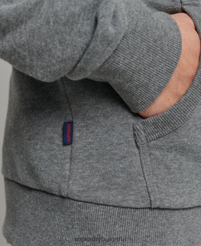 Superdry облекло N00H835 сиво мъже класическа качулка с ретро лого