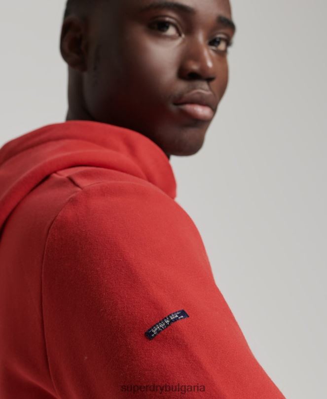 Superdry облекло N00H836 червен мъже винтидж качулка с корпоративно лого