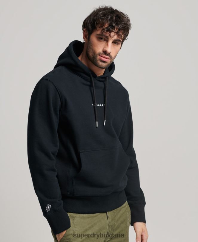 Superdry облекло N00H837 черен мъже качулка с лого на излишък от код