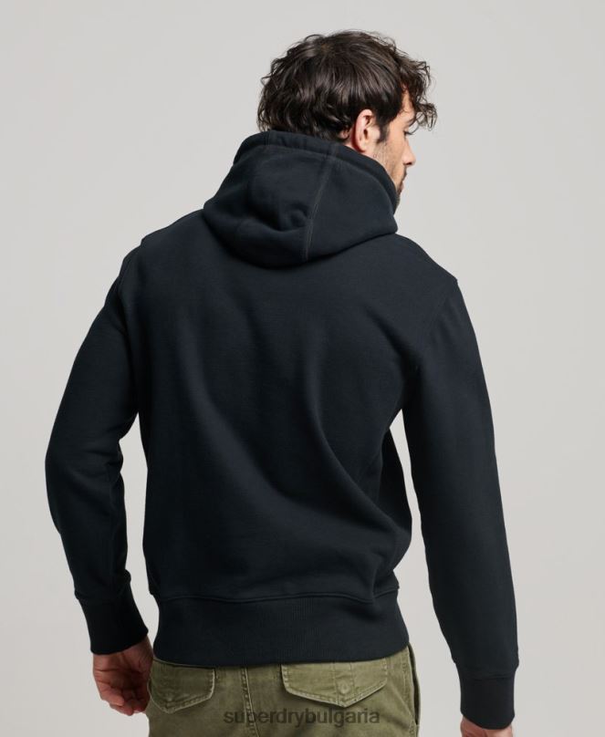 Superdry облекло N00H837 черен мъже качулка с лого на излишък от код