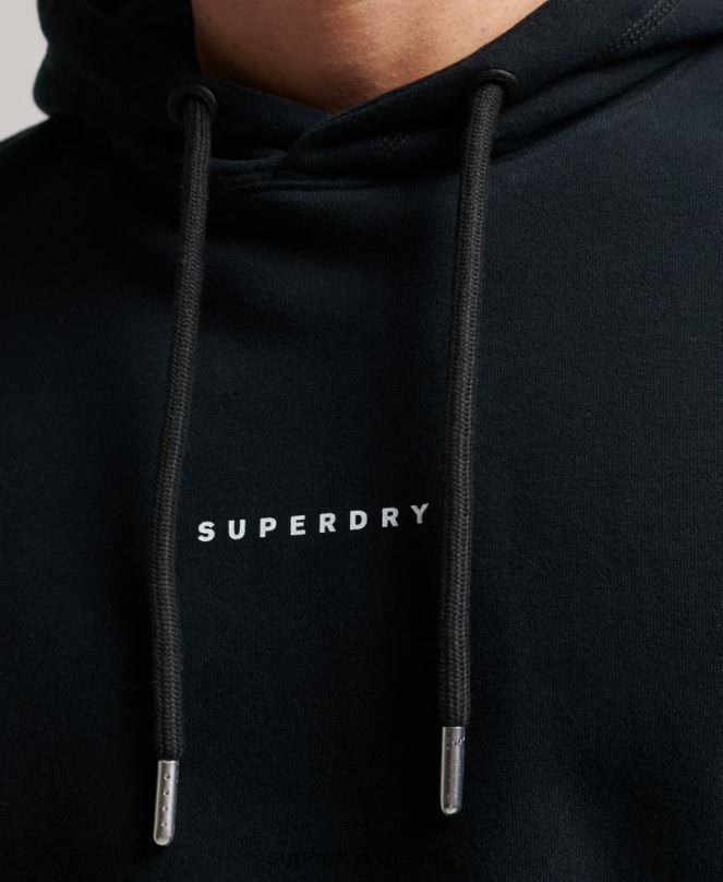 Superdry облекло N00H837 черен мъже качулка с лого на излишък от код