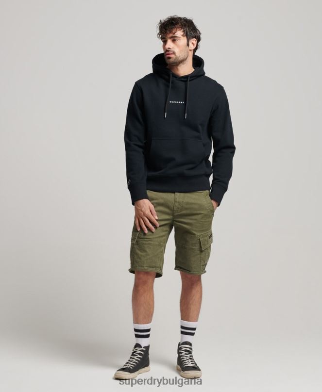 Superdry облекло N00H837 черен мъже качулка с лого на излишък от код