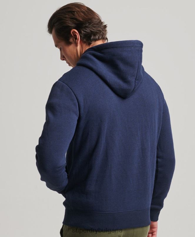 Superdry облекло N00H838 военноморски флот мъже ретро суичър с бродирано лого