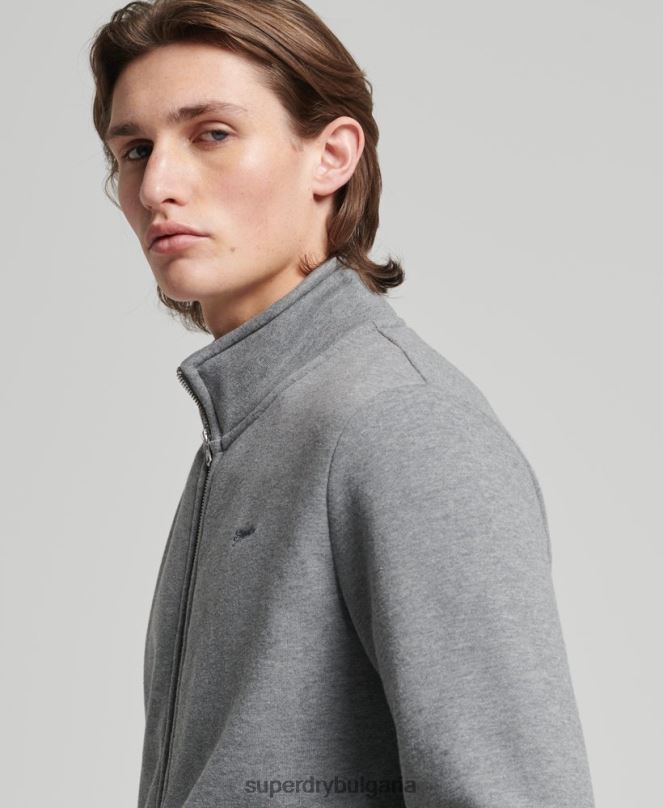 Superdry облекло N00H843 сиво мъже горнище с бродирано лого от органичен памук