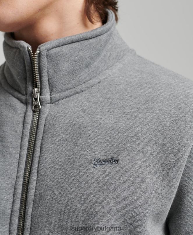 Superdry облекло N00H843 сиво мъже горнище с бродирано лого от органичен памук