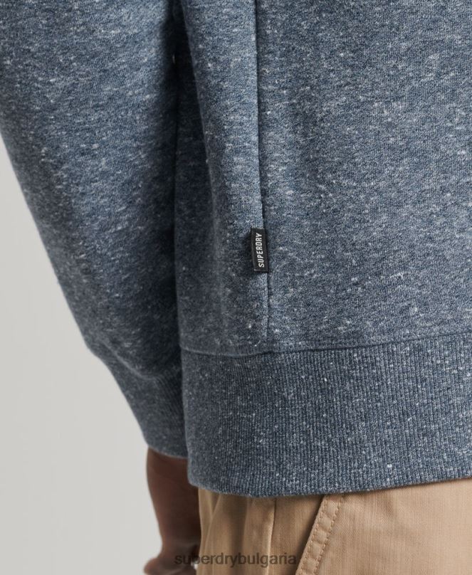 Superdry облекло N00H844 син мъже ретро суичър с лого от органичен памук