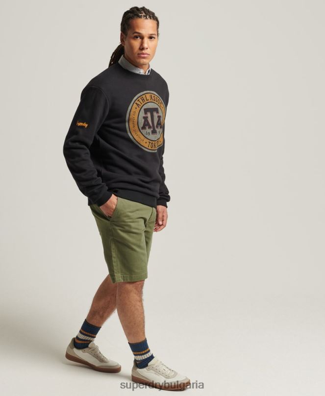 Superdry облекло N00H845 черен мъже винтидж суитшърт за студентски екип