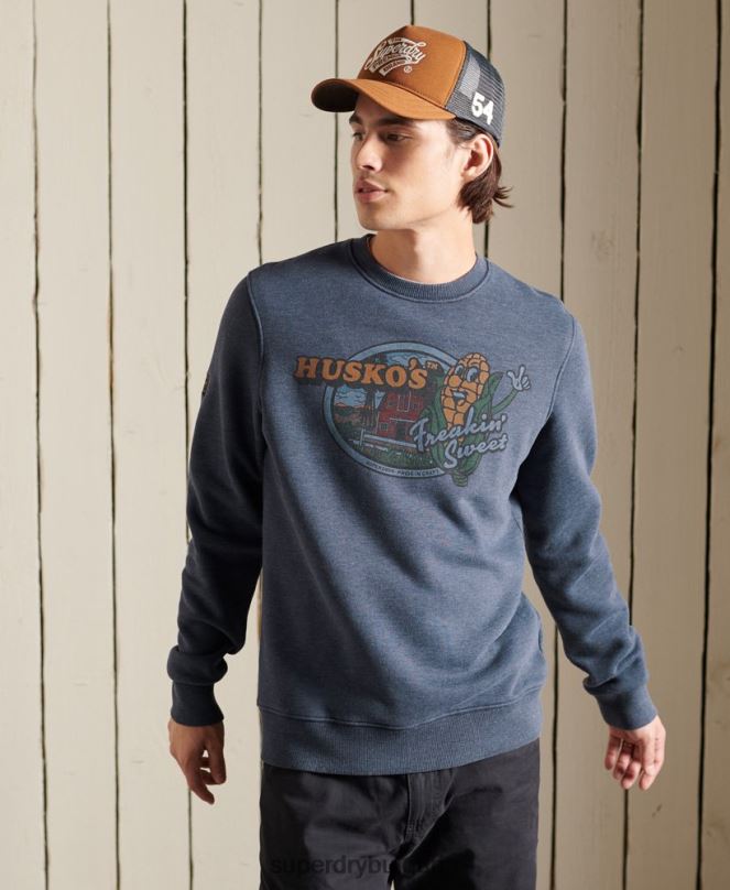 Superdry облекло N00H846 военноморски флот мъже суичър Heritage Mountain crew