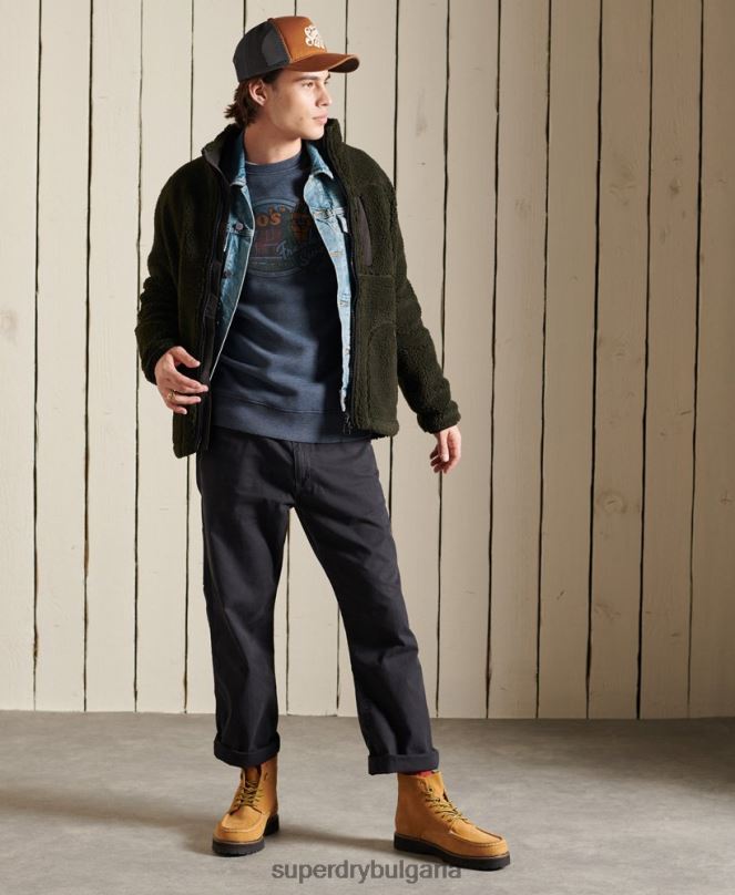 Superdry облекло N00H846 военноморски флот мъже суичър Heritage Mountain crew