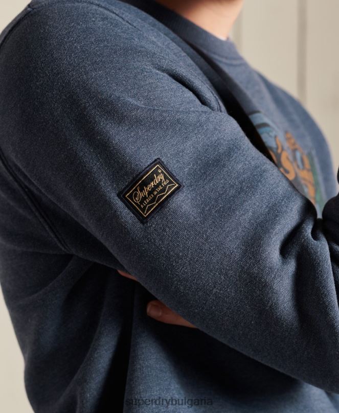 Superdry облекло N00H846 военноморски флот мъже суичър Heritage Mountain crew