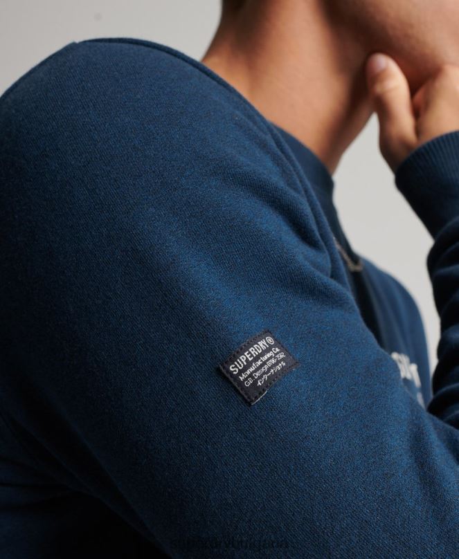Superdry облекло N00H847 син мъже суитшърт marl crew с корпоративно лого