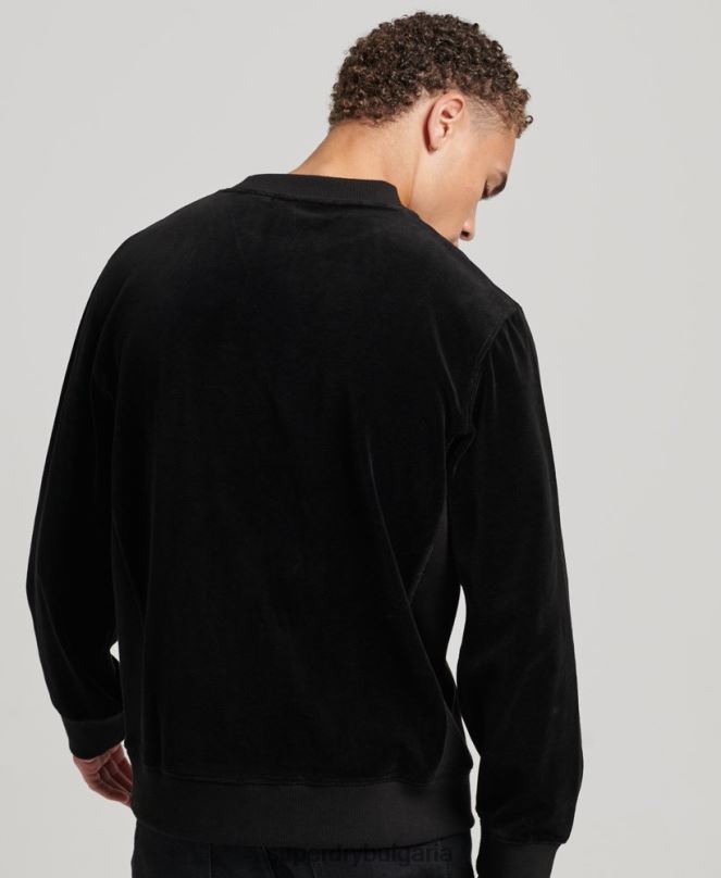 Superdry облекло N00H849 черен мъже велурен суичър с лого на code s
