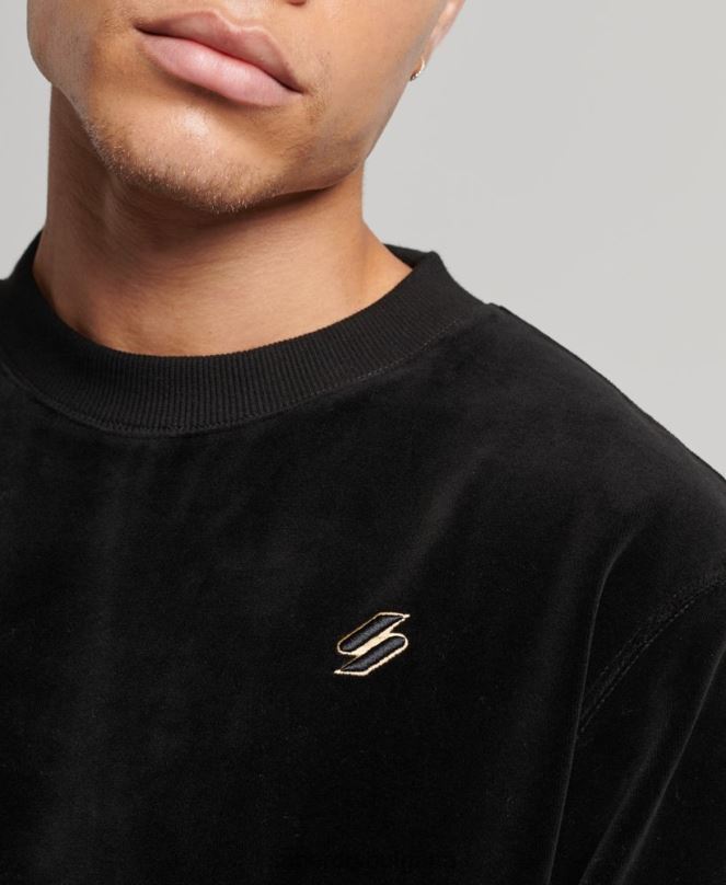 Superdry облекло N00H849 черен мъже велурен суичър с лого на code s