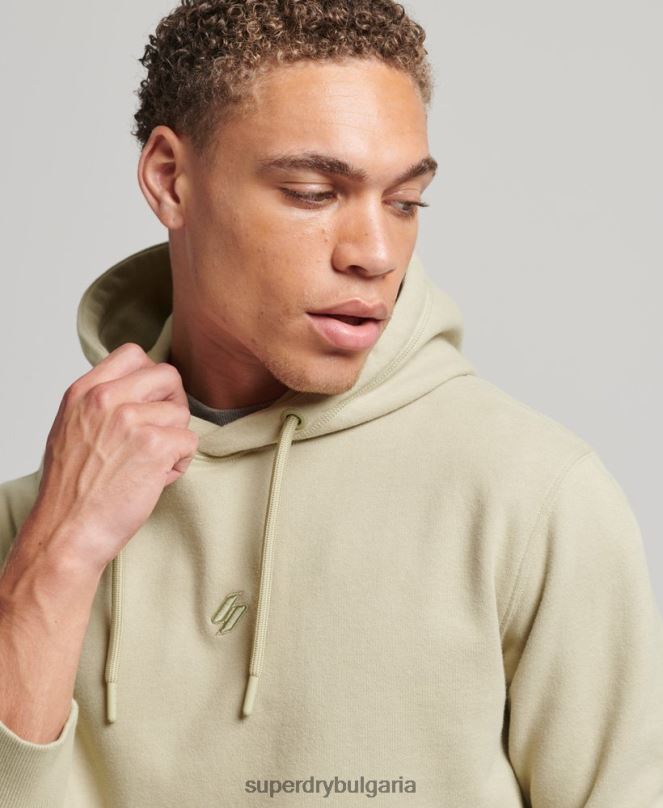 Superdry облекло N00H850 бежово мъже спортно клубно лого с качулка