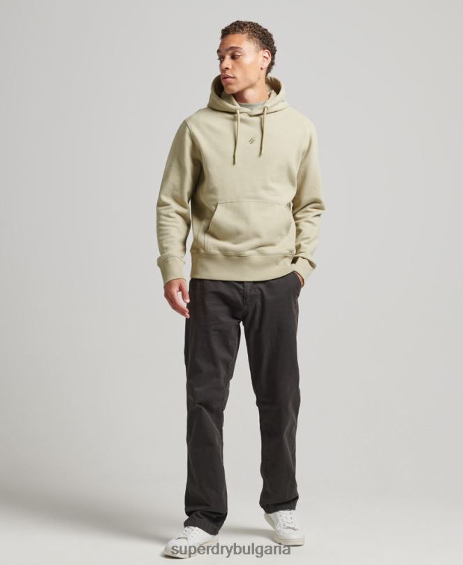 Superdry облекло N00H850 бежово мъже спортно клубно лого с качулка