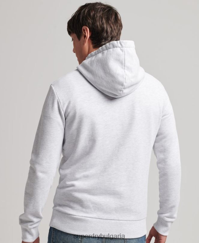 Superdry облекло N00H853 светло сив мъже ретро лого наследство качулка