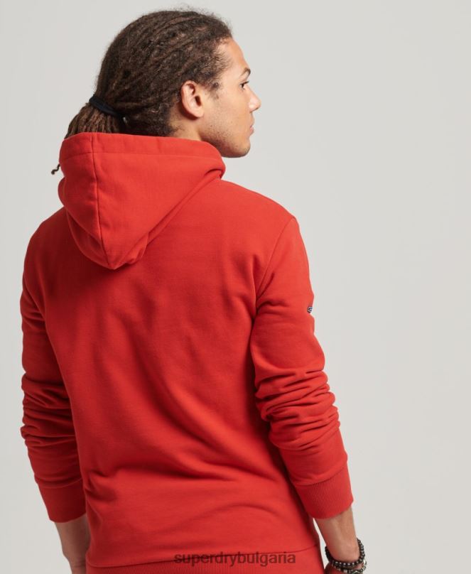 Superdry облекло N00H854 червен мъже ретро лого наследство качулка