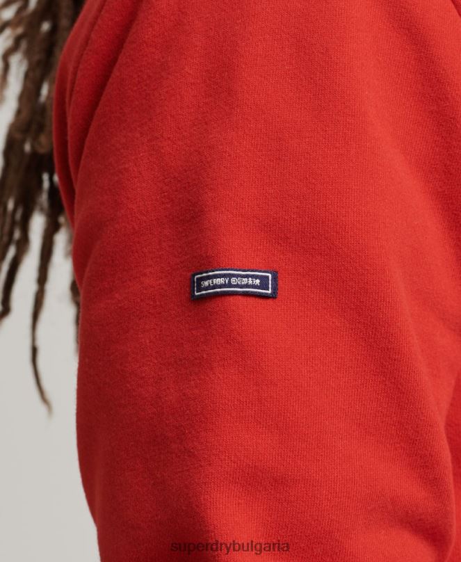 Superdry облекло N00H854 червен мъже ретро лого наследство качулка