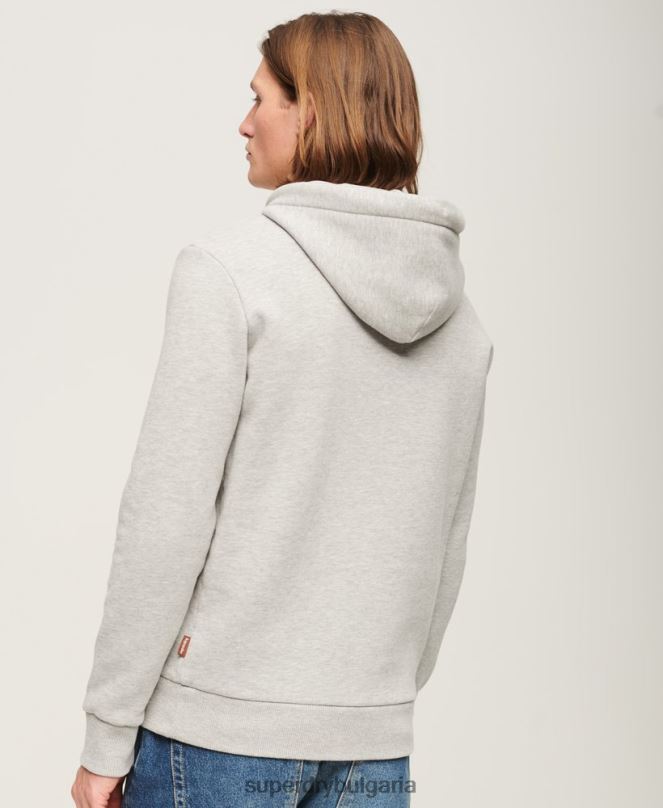 Superdry облекло N00H855 сиво мъже винтидж качулка с лого