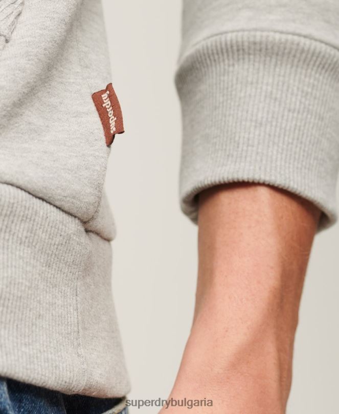 Superdry облекло N00H855 сиво мъже винтидж качулка с лого