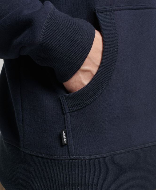 Superdry облекло N00H856 военноморски флот мъже качулка с ретро лого от органичен памук