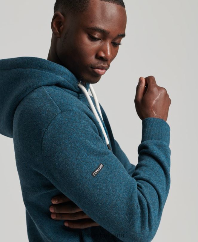 Superdry облекло N00H862 син мъже качулка в тон