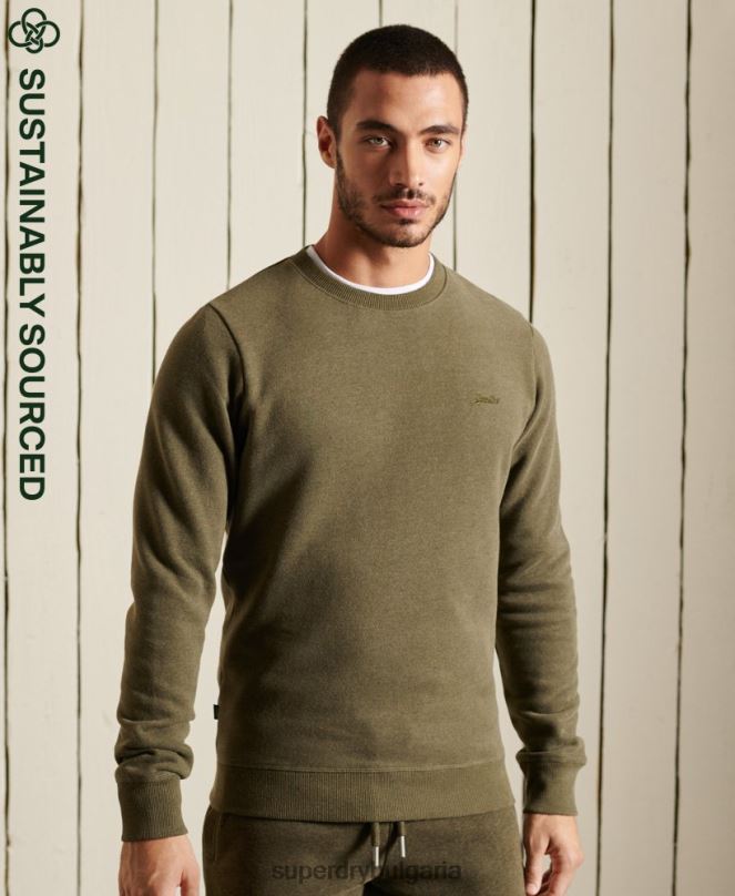 Superdry облекло N00H865 каки мъже ретро суичър с лого от органичен памук
