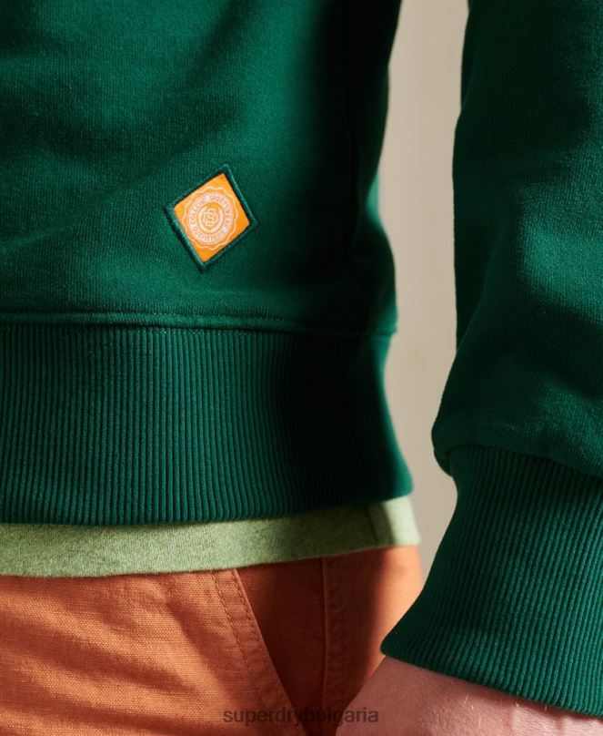 Superdry облекло N00H868 зелено мъже лимитирана серия колежански суитшърт от шенил
