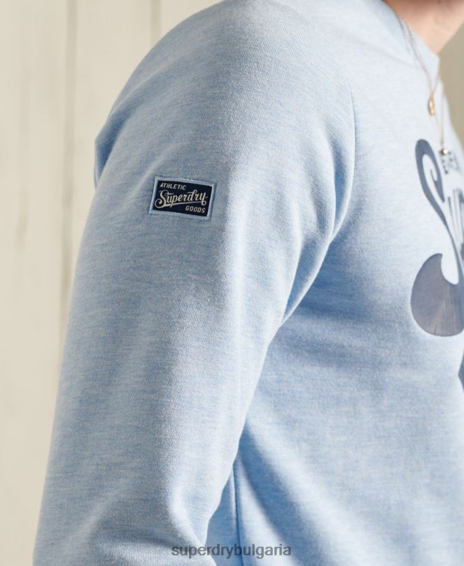 Superdry облекло N00H870 син мъже колегиален суичър с кръгла яка