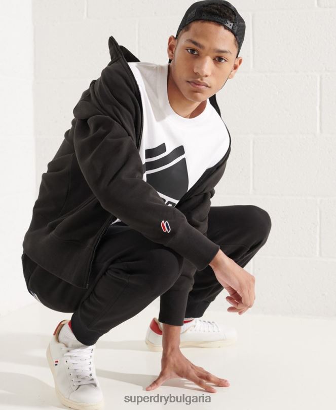 Superdry облекло N00H872 черен мъже най-важното спортно горнище за писта