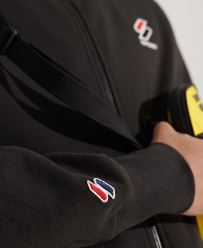 Superdry облекло N00H872 черен мъже най-важното спортно горнище за писта